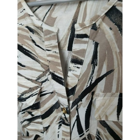 JM Collection Women's V Neck Flap Pocket 3/4 Tab Sleeve Button Shirt. Size M - Picture 8 of 15